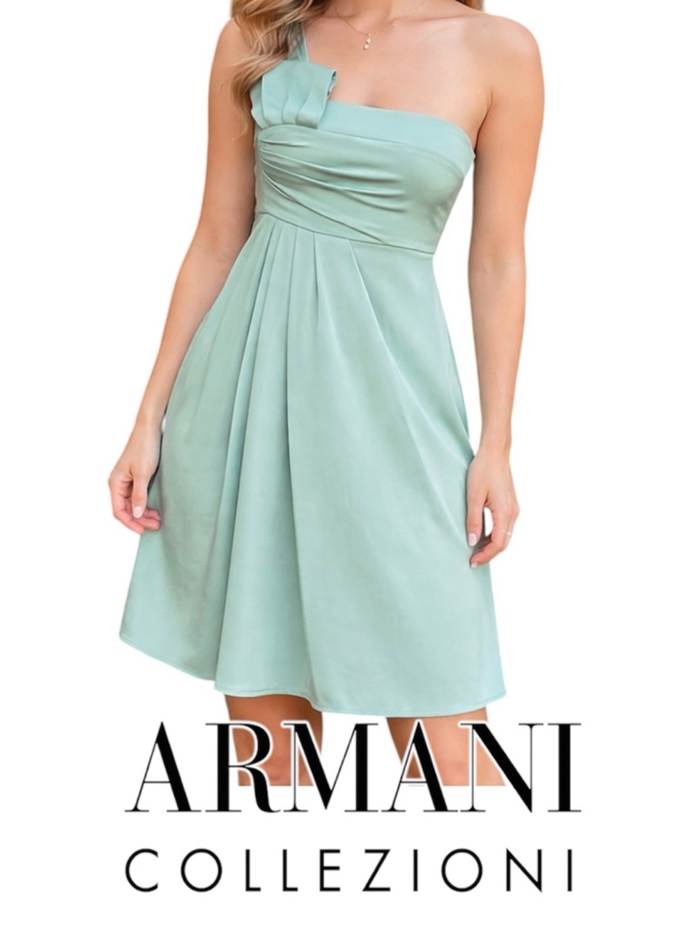 Armani Collezioni  One-Shoulder Cocktail Dress Silky Size 4